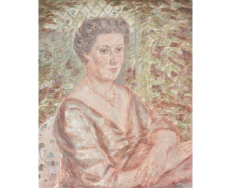 Oliver Hilary Sambourne Messel (British 1904-1978)   Portrait of lady seated, said to be Bunty Oil on canvas Signed lower rig