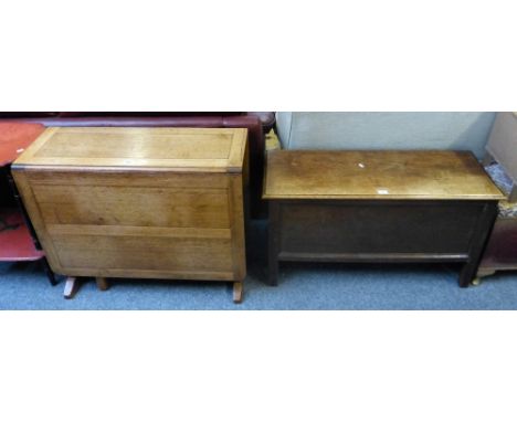 An oak blanket box 103cm wide and an oak gate-leg dining table (2)