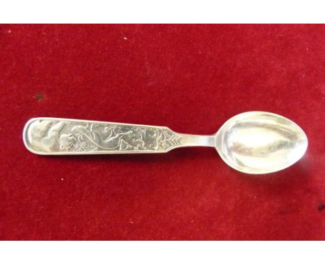 David Anderson, A Scandinavian silver spoon, the cast handle with a bear chasing a fox chasing a rabbit. 