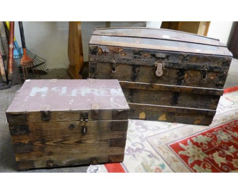 A metalbound trunk, together with a smaller wooden box inside (2)