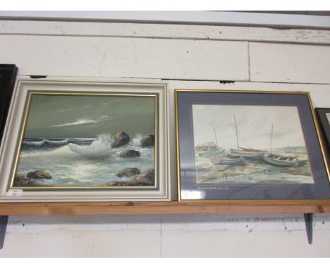 OIL ON CANVAS OF A SEASCAPE TOGETHER WITH A FURTHER WATERCOLOUR BY JACK CONNELL 