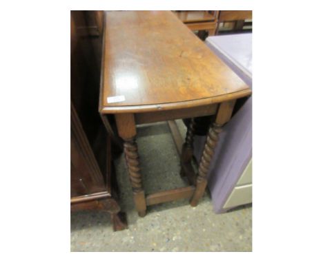 OAK FRAMED DROP LEAF GATE LEG BARLEY TWIST TABLE 