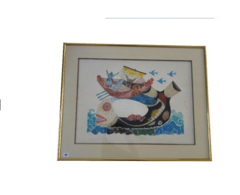 Amran Ebgi (Israeli, b. 1939) Jonah and the Whale II, signed 'Ebgi A', inscribed with title and numbered '50/150', all in pen