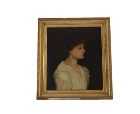 English School, 19th Century, Portrait of a lady in a white dress, bears signature 'CL Eastlake' (lower left), oil on canvas,