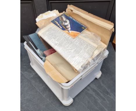 MISCELLANEOUS EPHEMERA:&nbsp;a quantity in box, to include Victorian album of crests &amp; monograms: lantern slides: vintage
