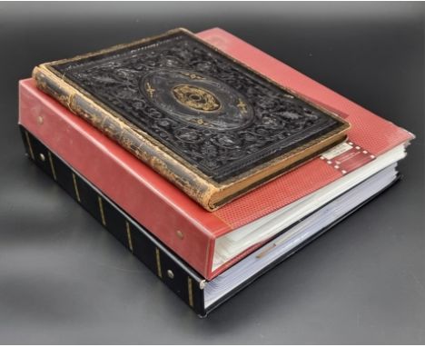 SCRAP ALBUM:&nbsp;an early Victorian album of manuscript verse, a few watercolours and cut engravings, embossed black leather