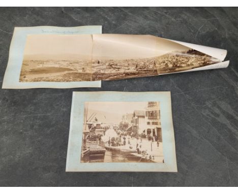 PHOTOGRAPHS:&nbsp;SMYRNA: two 19thc albumen print photographs, including a 3 sheet panorama approx 74cm: both tipped onto car