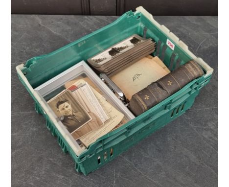 EPHEMERA &amp; PHOTOGRAPHS:&nbsp;accumulation in small box, to include some paperwork of WWI &amp; II interest: manuscript di