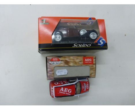 Boxed Schuco AEG Power Tools diecast van plus a boxed Solido L'Age D'or 4077 Rolls Royce Cabriolet 