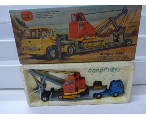 Boxed Corgi Major Gift Set No 27 Machinery Carrier with Bedford Tractor Unit and Priestman Cub Shovel, in good play worn cond
