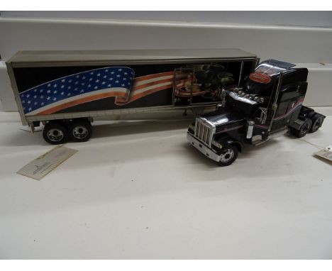 Franklin Mint Peterbilt Model 379 with Refrigerated Trailer both with tags