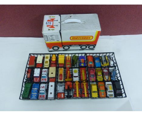 Matchbox vehicle carry case complete with 36 Matchbox diecast model vehicles 
