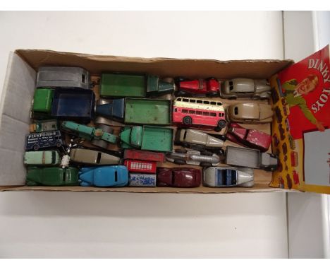 23 Vintage diecast & tin plate model vehicles to include Triang, Dinky and Matchbox plus a few roadside accessories