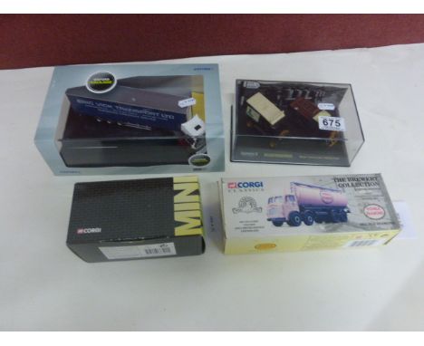 Four boxed die-cast model vehicles to include 2x Corgi: Mini 1:36 CC86501 The New Mini Cooper Red and ltd edn Corgi Classics 