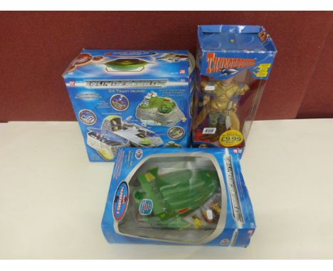 Three boxed Thunderbirds toys to include Bandai x 2 Deluxe Thunderbird 2 & DX Tracy Island and Carlton Supermarionette The Ho