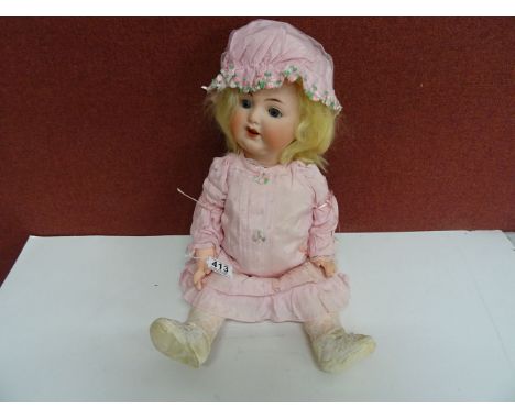 Armand Marseille bisque headed doll with sleeping eyes and moving tongue, numbered 966 A 9 M to back of head
