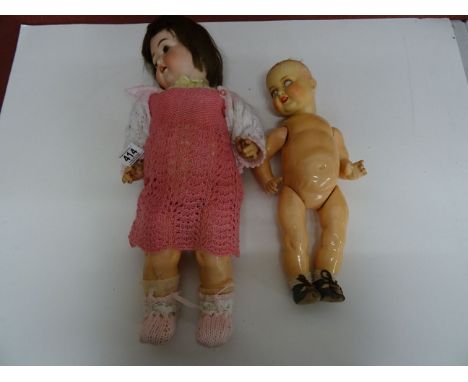 Two vintage bisque headed dolls for restoration, marked; Armand Marseille 966 A 2 1/2 M & Germany 8