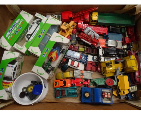 Collection of play worn diecast vehicles to include Dinky, Mattel, Corgi etc some repaints 