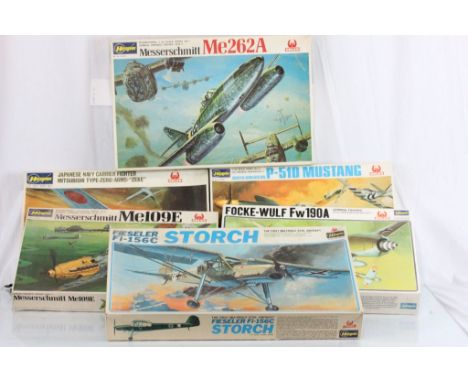 Six boxed Hasegawa un-made 1:32 scale plastic model kits to include S5, S10, S11, S12, S14 & S21 all complete 