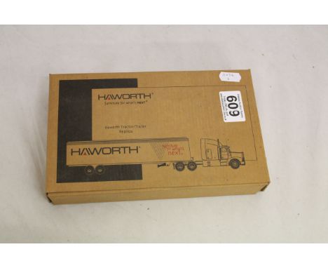 Boxed Haworth Tractor/Trailer Replica model vehicle, 'furniture for what's next'