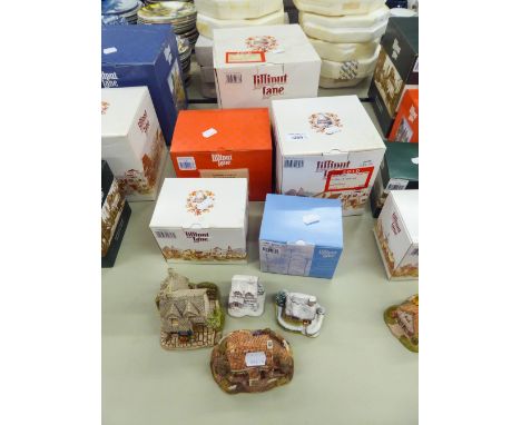 NINE LILLIPUT LANE MODELS TO INCLUDE; FIVE BOXED, WOODMANS RETREAT, LION HOUSE, HEAVEN LEA COTTAGE, ROSE COTTAGE, SKIRSGILL, 