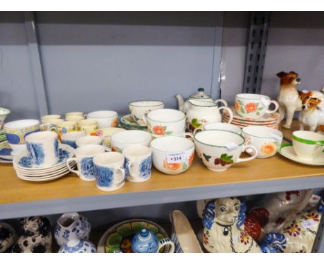 VARIOUS TEA WARES TO INCLUDE EIGHT ROYAL DOULTON TEA CUPS AND SAUCERS, POOLE TEA SERVICE FOR TWO, FURTHER DENBY ITEMS, PLATES