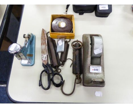 CHESTMAN'S, SHEFFIELD SURVEYORS STEEL MEASURING TAPE, 50'long, IN ORIGINAL BOX WITH INSTRUCTION LEAFLET, SALTERS POCKET SPRIN