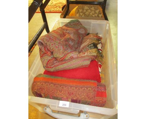Box with Faulty Paisley Shawl, Other Fabrics etc