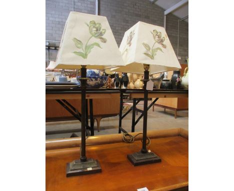 Pair of Metal Pillar Table Lamps