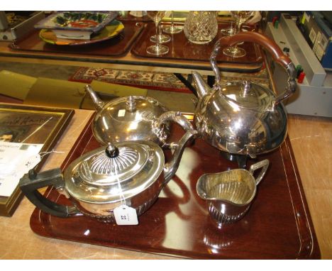 Harrods Silver Plated Spirit Kettle, 2 Teapots and Cream Jug