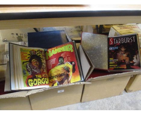 Boxes of Dr Who, Starburst, House of Hammer Magazines etc
