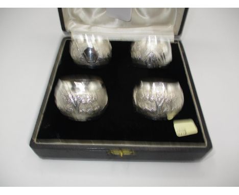 Cased Set of 4 Indian Sterling Silver Napkin Rings