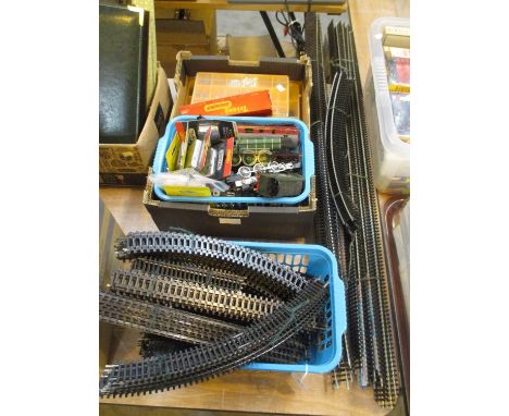 Box of Model Train Parts and Tracks etc