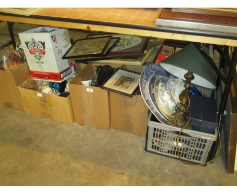 Boxes of China, Glass, Lamp, Pictures etc