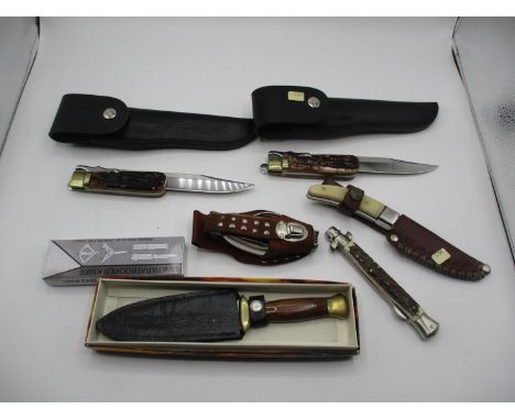 Six Hunting Knives and Paratrooper Knife