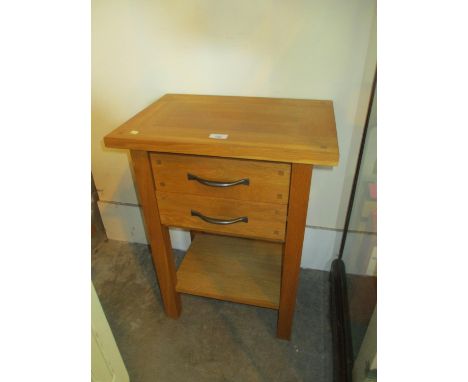 Modern Oak 2 Drawer Bedside/Lamp Table, 50x35cm, 65cm h