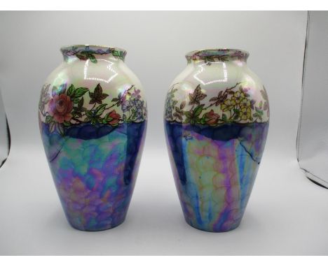 Pair of Maling Rosina Vases, 22cm h