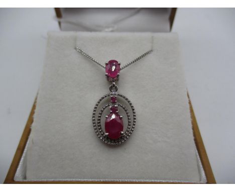 Silver Ruby Pendant and Chain