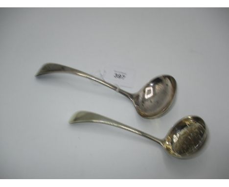 Victorian Silver Sifting Ladle, London 1889, and a Silver Sauce Ladle, Sheffield 1899, 112g total