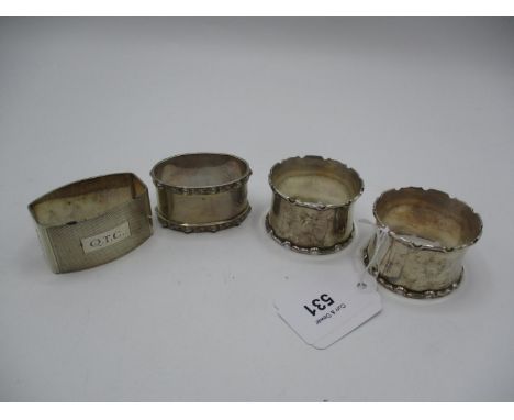 Four Silver Napkin Rings, 116g