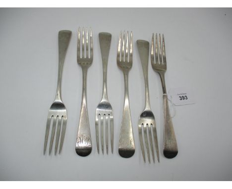 Set of 6 Victorian Silver Table Forks, Exeter 1873, Maker GT, 398g