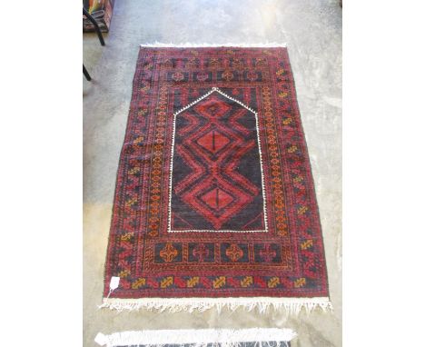 Persian Wool Prayer Rug, 142x92cm, and Gabbeh Rug, 130x70cm