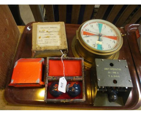 Lilley &amp; Gillie Quartz Clock, Morse Tapper, Tank Periscope and Exercise Balls