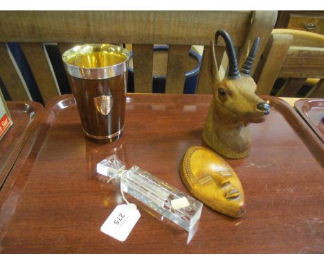 1895 Presentation Silver Plate and Oak Tumbler, Head Box, Scent Bottle and Plaque