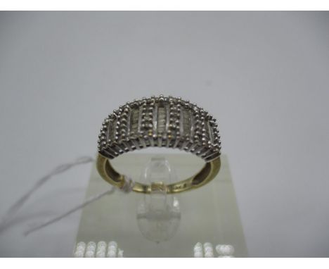 9K Gold Diamond Cluster Ring, 4.41g, Size R