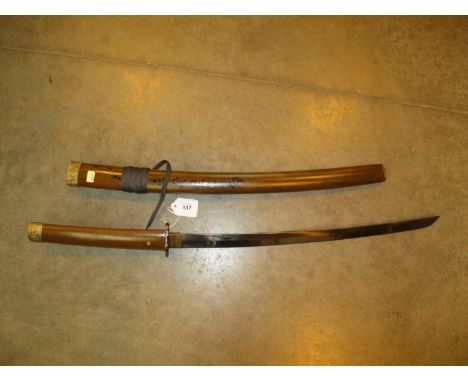 Japanese Katana having Wooden Handle and Scabbard