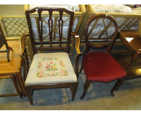 Tapestry Seat Elbow Chair and Victorian Bedroom Chair