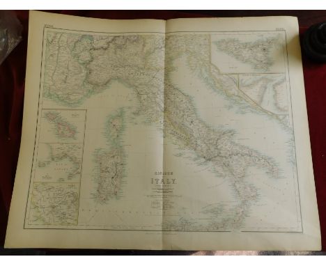 Maps of Europe - Kingdom of Italy Large detailed double page map with several insets from 'The Royal Illustrated Atlas, of Mo