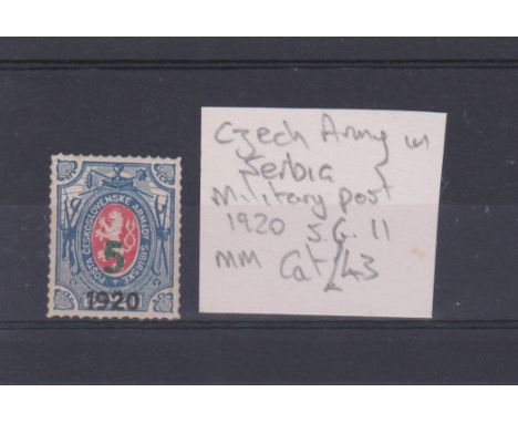 Czech Army in Serbia 1920 Military Post Surcharge SG 11 m/m 5K. Cat value $43