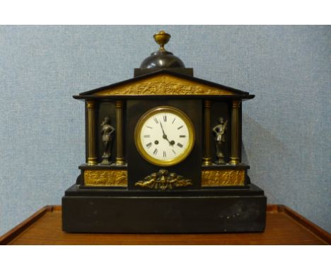A 19th Century French Belge noir mantel clock 